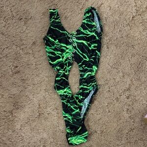Neon Green and Black One Piece